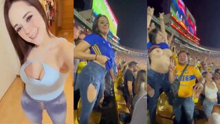 Carla garza sexy girl flashes hot boobs soccer goal